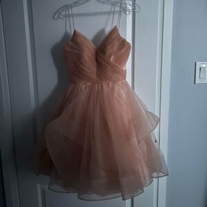 Grad or Prom Blush Pink Tulle Mini Dress
